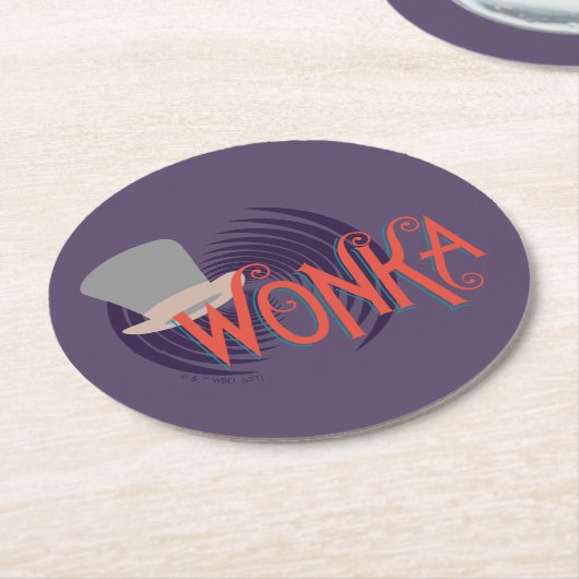 Wonka Spiral Logo Runder Pappuntersetzer (Angewinkelt)