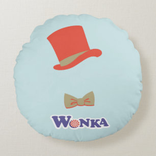 Wonka Top Hat & Bow Krawatte Rundes Kissen