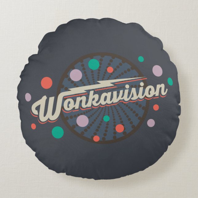 Wonkavision-Logo Rundes Kissen (Vorderseite)