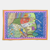 Wonky Folk Art Houses Geschirrtuch (Horizontal)