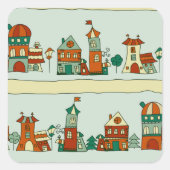 Wonky Houses Quadratischer Aufkleber (Vorderseite)