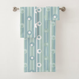 Wonky-Polka-Dosen und -Streifen, Meerglas, Blau Badhandtuch Set