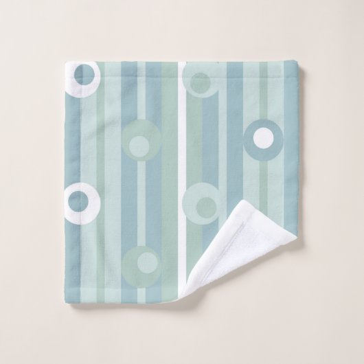 Wonky-Polka-Dosen und -Streifen, Meerglas, Blau Badhandtuch Set (Waschlappen)