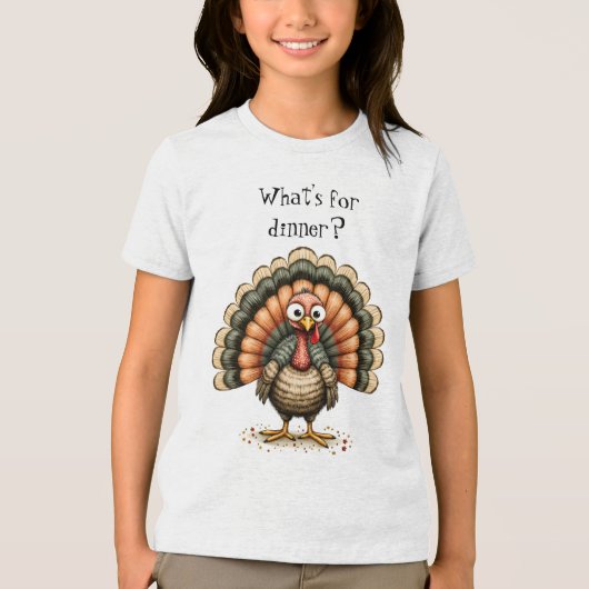 Wonky Quirky Turkey What's For Dinner? Kid's Tri-Blend Shirt (Vorderseite)