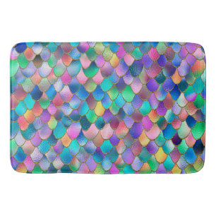 Wonky Rainbow Glitzer Metal Mermaid Scales Badematte
