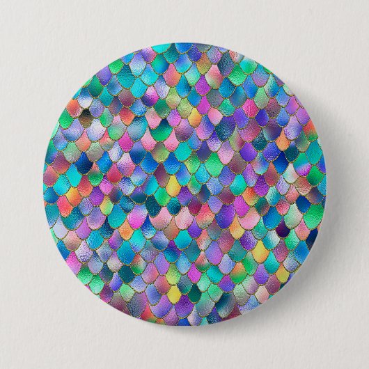 Wonky Rainbow Glitzer Metal Mermaid Scales Button (Vorderseite)