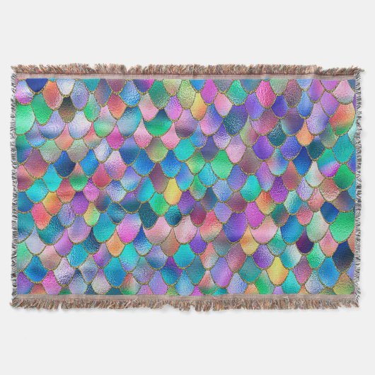Wonky Rainbow Glitzer Metal Mermaid Scales Decke (Vorderseite)