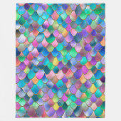 Wonky Rainbow Glitzer Metal Mermaid Scales Fleecedecke (Vorderseite)