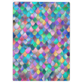 Wonky Rainbow Glitzer Metal Mermaid Scales Klemmbrett (Rückseite)