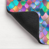 Wonky Rainbow Glitzer Metal Mermaid Scales Mousepad (Ecke)