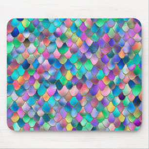 Wonky Rainbow Glitzer Metal Mermaid Scales Mousepad