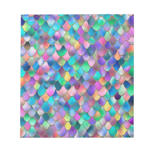 Wonky Rainbow Glitzer Metal Mermaid Scales Notizblock (Vorderseite)