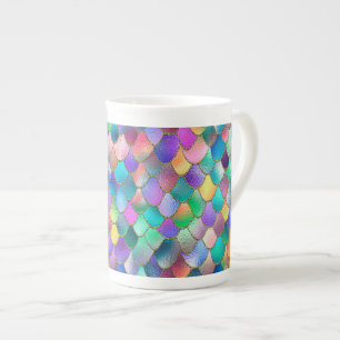 Wonky Rainbow Glitzer Metal Mermaid Scales Porzellantasse