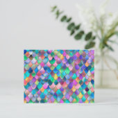 Wonky Rainbow Glitzer Metal Mermaid Scales Postkarte (Stehend Vorderseite)