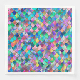 Wonky Rainbow Glitzer Metal Mermaid Scales Serviette