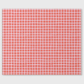 Wonky Red und Pink Gingham Christmas Picnic Geschenkpapier (Flach)