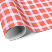 Wonky Red und Pink Gingham Christmas Picnic Geschenkpapier (Rolleneckpunkt)