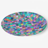 Wonky Regenbogen-Glitzer-Metallmeerjungfrau-Skalen Pappteller (Schrägansicht)