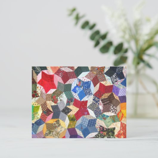 Wonky Star Quilt Postkarte (Stehend Vorderseite)