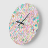 Wonky Trendy Rainbow Girl Metal Mermaid Scales Große Wanduhr (Winkel)