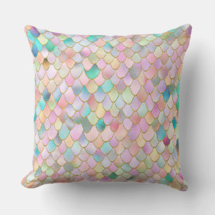 Wonky Trendy Rainbow Girl Metal Mermaid Scales Kissen