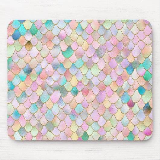 Wonky Trendy Rainbow Girl Metal Mermaid Scales Mousepad (Vorne)