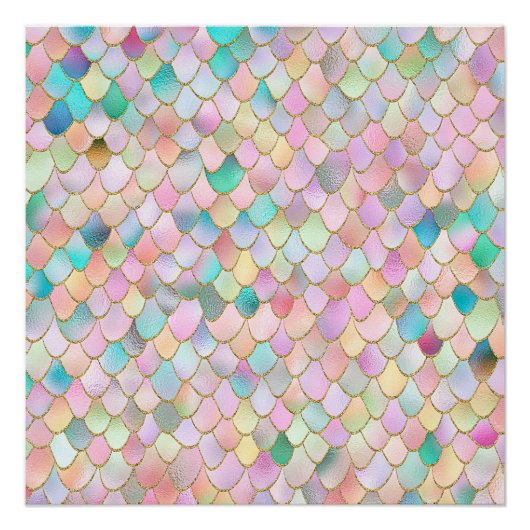 Wonky Trendy Rainbow Girl Metal Mermaid Scales Poster (Vorderseite)