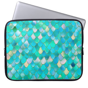 Wonky Watercolor Aquamariner Glitzer Metal Mermaid Laptopschutzhülle