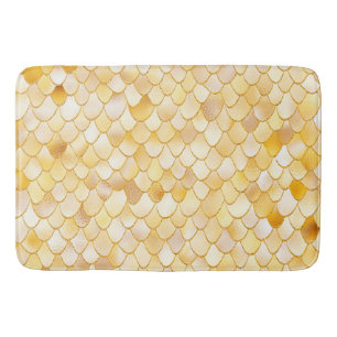 Wonky Watercolor Gold Glitzer Metal Mermaid Scales Badematte
