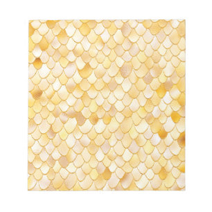 Wonky Watercolor Gold Glitzer Metal Mermaid Scales Notizblock