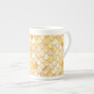 Wonky Watercolor Gold Glitzer Metal Mermaid Scales Porzellantasse
