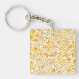 Wonky Watercolor Gold Glitzer Metal Mermaid Scales Schlüsselanhänger