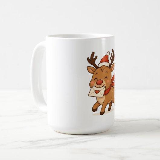 Wonky Zoo Christmas Mug - Cute Reindeer Kaffeetasse (Vorderseite Links)