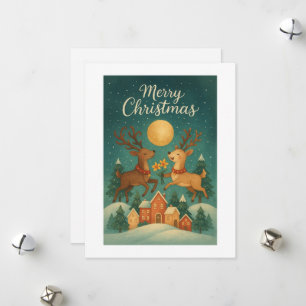 Wonky Zoo Christmas Postcard - Rentiers Feiertagskarte