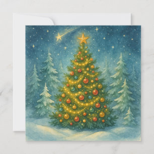 Wonky Zoo Christmas Postcard - Weihnachtsbaum Feiertagskarte