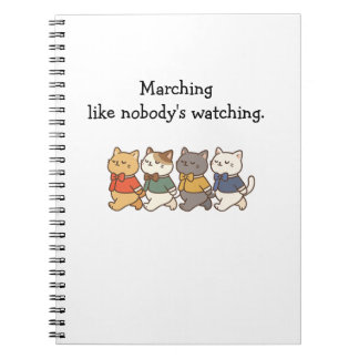 Wonky Zoo marschierende Katzen Spiral-Notizbuch Notizblock