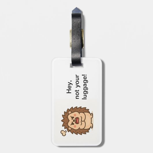 Wonky Zoo Moody Igel Gepäckmarke Gepäckanhänger (Rückseite vertikal)