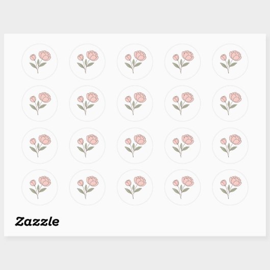 Wonky Zoo Peonies Classic Round Sticker (Blatt)