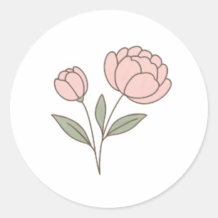 Wonky Zoo Peonies Classic Round Sticker