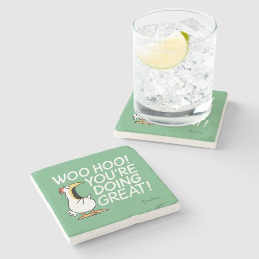 WOO HOO! DU MACHST GROSS! Sandra Boynton Steinuntersetzer (Seitenansicht)