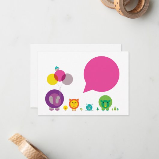 Woo-Hoo! Zoo Fiesta Note Card Mitteilungskarte (Vorderseite/Rückseite Beispiel)