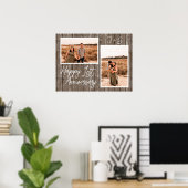 Wood 1. Hochzeitstag Couple Foto Collage Poster (Heimbüro)