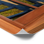 Wood 4 Pane Fenstertäuschung mit Katze auf der Pil Poster (Ecke)