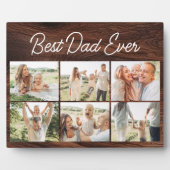 Wood 6 Photo Collage Best Dad Ever Custom Modern Fotoplatte (Vorderseite)