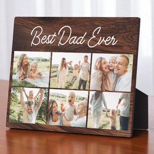 Wood 6 Photo Collage Best Dad Ever Custom Modern Fotoplatte
