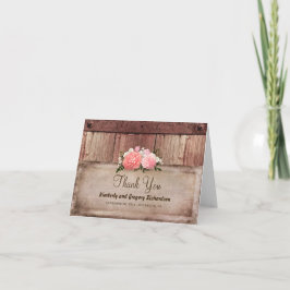 Wood and Burlap Rustic Floral Wedding Vielen Dank Dankeskarte