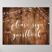 Wood and Lights Please Sign Our Guestbook Sign Poster (Vorne)