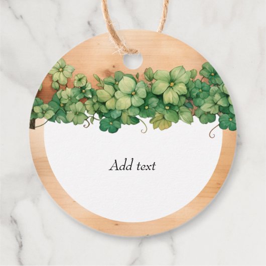 Wood and vine St Patricks Day Irische Hochzeit Geschenkanhänger (Rückseite)