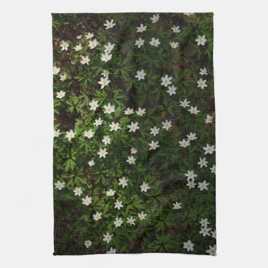 Wood Anemone Forest Floor, Nature Botanical Spring Geschirrtuch (Vertikal)