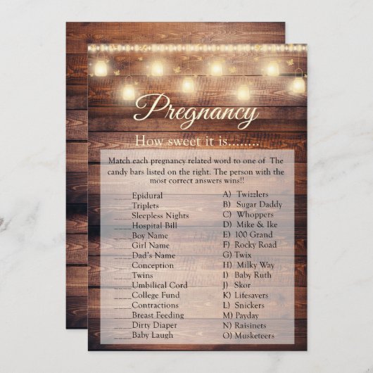 Wood Baby Baby Dusche Kinderspielkarte Einladung (Vorne/Hinten)